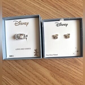 Disney Silver Plated Ring and Earrings Set